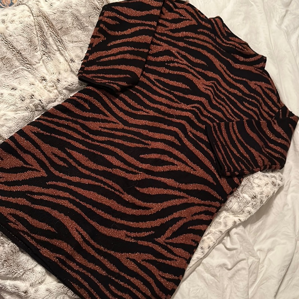 Ann Taylor Tiger print mock neck sweater dress